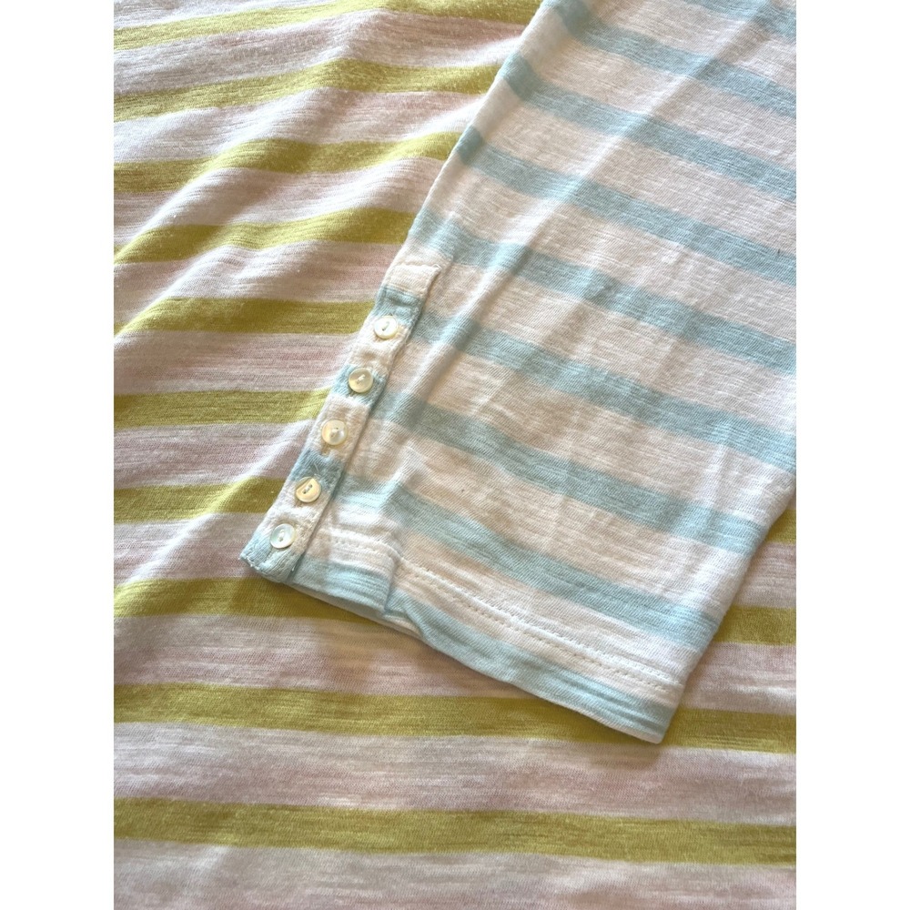 J. Jill V-neck Cotton Tunic 3/4 Sleeve Pastel Stripe Large Preppy Spring Casual‎ - Picture 6 of 6